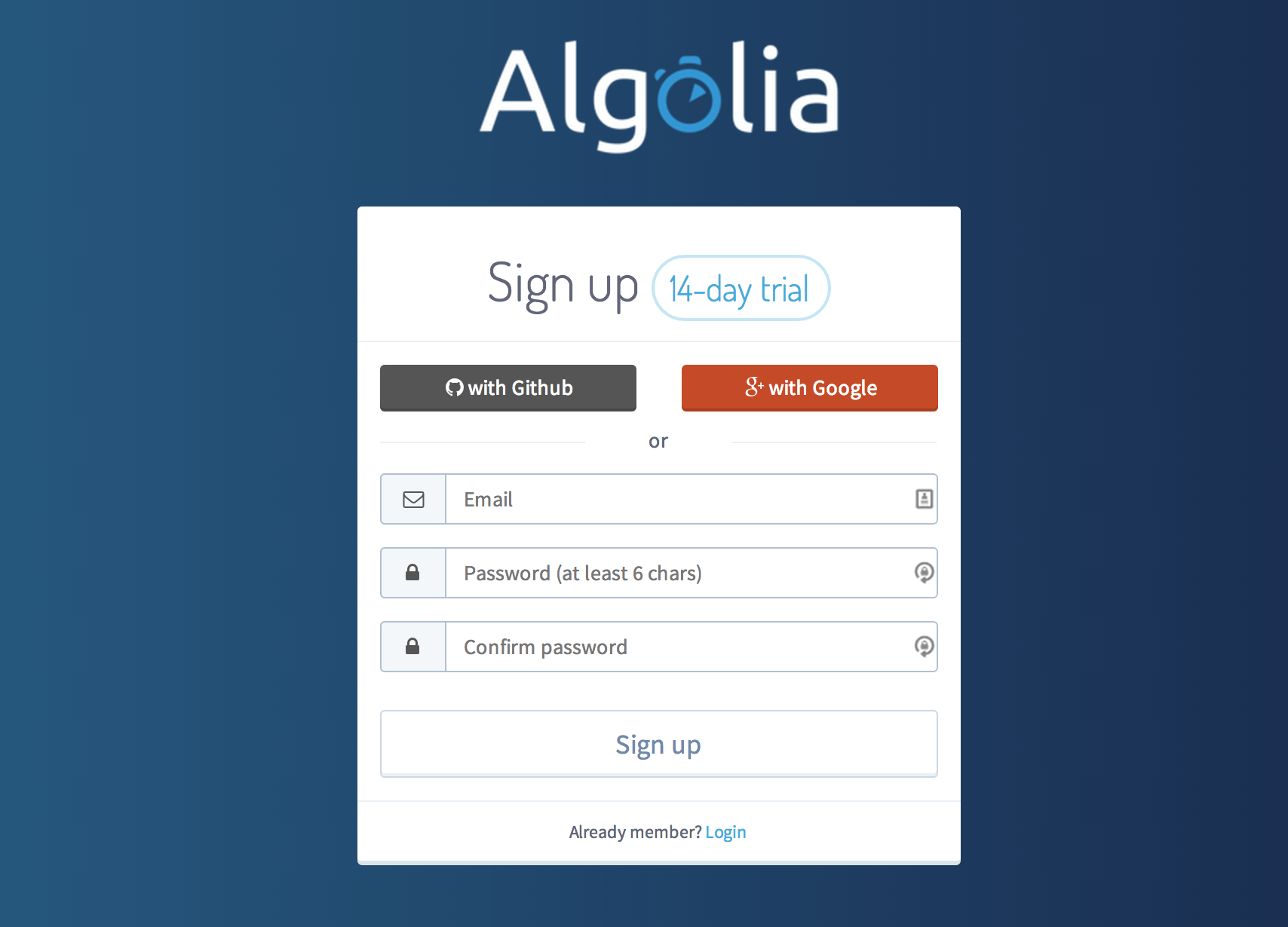 Algolia Signup